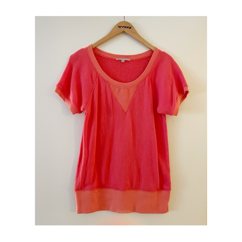 Gap coral pink orange short sleeved sleeve terry lined sweatshirt size small